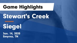 Stewart's Creek  vs Siegel  Game Highlights - Jan. 14, 2020