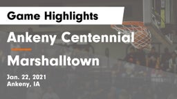 Ankeny Centennial  vs Marshalltown  Game Highlights - Jan. 22, 2021