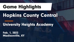 Hopkins County Central  vs University Heights Academy Game Highlights - Feb. 1, 2022
