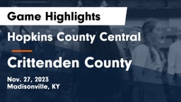 Hopkins County Central  vs Crittenden County  Game Highlights - Nov. 27, 2023