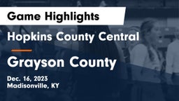 Hopkins County Central  vs Grayson County  Game Highlights - Dec. 16, 2023