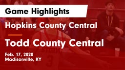Hopkins County Central  vs Todd County Central  Game Highlights - Feb. 17, 2020