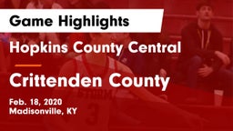 Hopkins County Central  vs Crittenden County  Game Highlights - Feb. 18, 2020