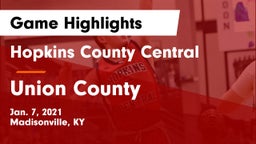 Hopkins County Central  vs Union County  Game Highlights - Jan. 7, 2021