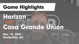 Horizon  vs Casa Grande Union  Game Highlights - Dec. 15, 2023