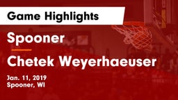 Spooner  vs Chetek Weyerhaeuser  Game Highlights - Jan. 11, 2019