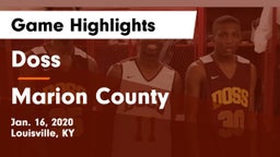 Doss  vs Marion County  Game Highlights - Jan. 16, 2020