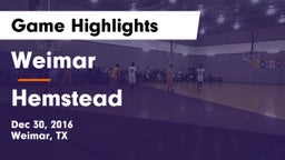 Weimar  vs Hemstead Game Highlights - Dec 30, 2016