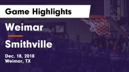 Weimar  vs Smithville  Game Highlights - Dec. 18, 2018