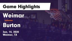 Weimar  vs Burton  Game Highlights - Jan. 14, 2020