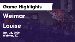 Weimar  vs Louise  Game Highlights - Jan. 21, 2020