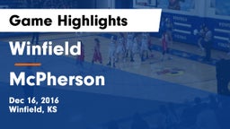 Winfield  vs McPherson  Game Highlights - Dec 16, 2016