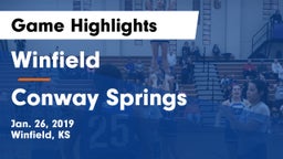 Winfield  vs Conway Springs  Game Highlights - Jan. 26, 2019