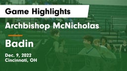 Archbishop McNicholas  vs Badin  Game Highlights - Dec. 9, 2022