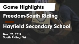 Freedom-South Riding  vs Hayfield Secondary School Game Highlights - Nov. 23, 2019
