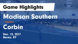 Madison Southern  vs Corbin  Game Highlights - Dec. 12, 2017