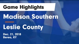 Madison Southern  vs Leslie County  Game Highlights - Dec. 21, 2018