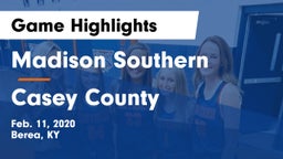 Madison Southern  vs Casey County  Game Highlights - Feb. 11, 2020