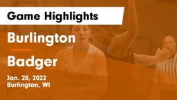 Burlington  vs Badger  Game Highlights - Jan. 28, 2022