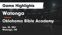 Watonga  vs Oklahoma Bible Academy Game Highlights - Jan. 30, 2021