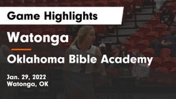 Watonga  vs Oklahoma Bible Academy Game Highlights - Jan. 29, 2022