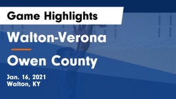 Walton-Verona  vs Owen County  Game Highlights - Jan. 16, 2021