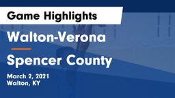 Walton-Verona  vs Spencer County  Game Highlights - March 2, 2021