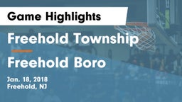 Freehold Township  vs Freehold Boro  Game Highlights - Jan. 18, 2018