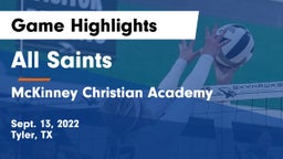 All Saints  vs McKinney Christian Academy Game Highlights - Sept. 13, 2022