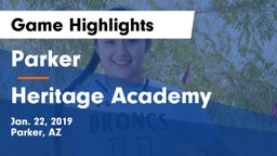 Parker  vs Heritage Academy Game Highlights - Jan. 22, 2019