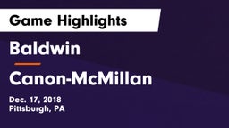 Baldwin  vs Canon-McMillan Game Highlights - Dec. 17, 2018