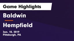 Baldwin  vs Hempfield  Game Highlights - Jan. 10, 2019
