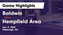 Baldwin  vs Hempfield Area  Game Highlights - Jan. 9, 2020