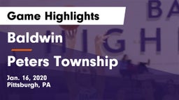 Baldwin  vs Peters Township  Game Highlights - Jan. 16, 2020
