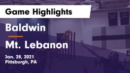 Baldwin  vs Mt. Lebanon  Game Highlights - Jan. 28, 2021
