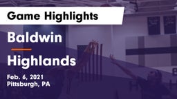 Baldwin  vs Highlands  Game Highlights - Feb. 6, 2021