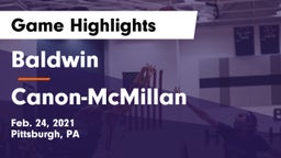 Baldwin  vs Canon-McMillan  Game Highlights - Feb. 24, 2021