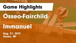 Osseo-Fairchild  vs Immanuel Game Highlights - Aug. 31, 2019