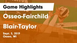 Osseo-Fairchild  vs Blair-Taylor Game Highlights - Sept. 3, 2019