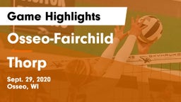 Osseo-Fairchild  vs Thorp  Game Highlights - Sept. 29, 2020