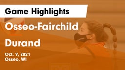 Osseo-Fairchild  vs Durand  Game Highlights - Oct. 9, 2021
