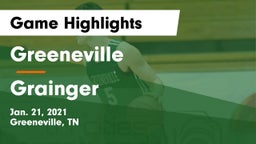Greeneville  vs Grainger  Game Highlights - Jan. 21, 2021