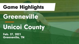 Greeneville  vs Unicoi County  Game Highlights - Feb. 27, 2021