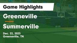 Greeneville  vs Summerville  Game Highlights - Dec. 22, 2023