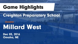 Creighton Preparatory School vs Millard West  Game Highlights - Dec 03, 2016