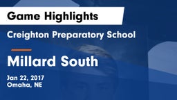 Creighton Preparatory School vs Millard South  Game Highlights - Jan 22, 2017