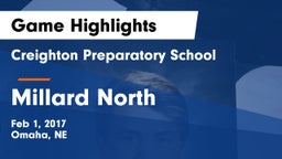 Creighton Preparatory School vs Millard North   Game Highlights - Feb 1, 2017
