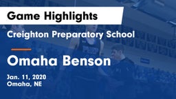Creighton Preparatory School vs Omaha Benson  Game Highlights - Jan. 11, 2020