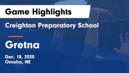 Creighton Preparatory School vs Gretna  Game Highlights - Dec. 18, 2020