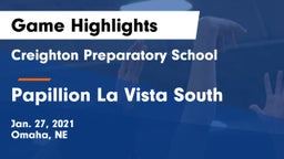 Creighton Preparatory School vs Papillion La Vista South  Game Highlights - Jan. 27, 2021